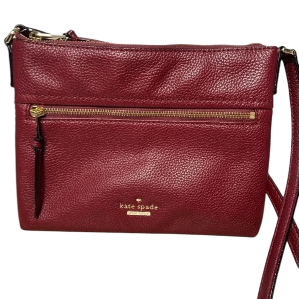 Kate Spade Pebbled Leather Crossbody Bag | Gold Zip | Adjustable Strap